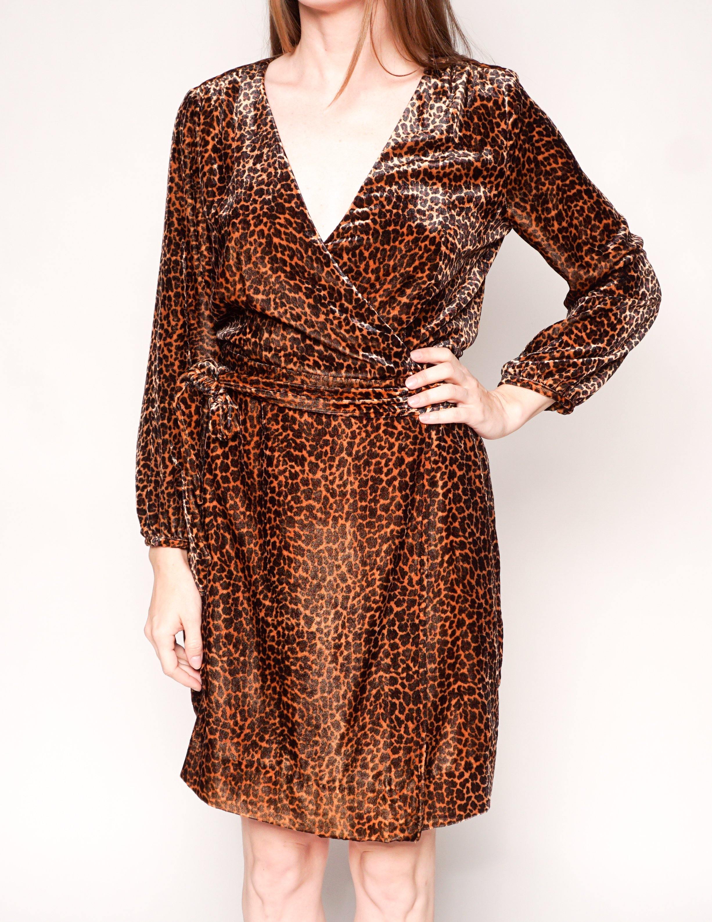 J. CREW Velvet Leopard Print Long-Sleeve Wrap Dress – Fashion Without  Trashin